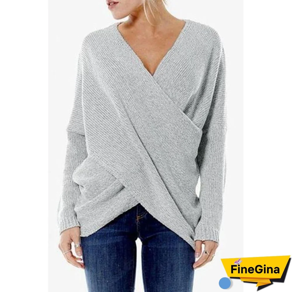 Fashion Inclined Plane Irregular Hem Sweater Pullover