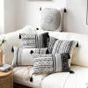 Black and White Bohemian Tassels Home Living Sofa Cushion Pillow Cover