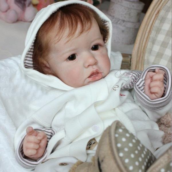 22'' Little Cute Emery Reborn Baby Doll Girl, Cloth Body - Reborn Shoppe