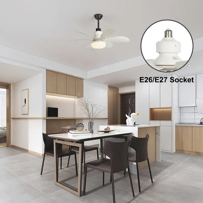 Bright Cool Ceiling Socket Fan & Light with Remote Control - tree - Codlins