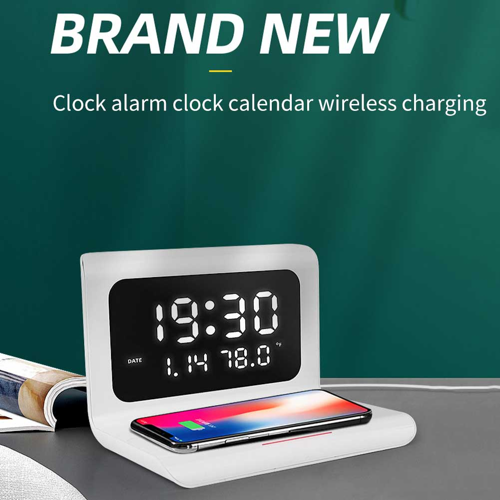 Smart Wireless Phone Charging Station with Digital Alarm Clock