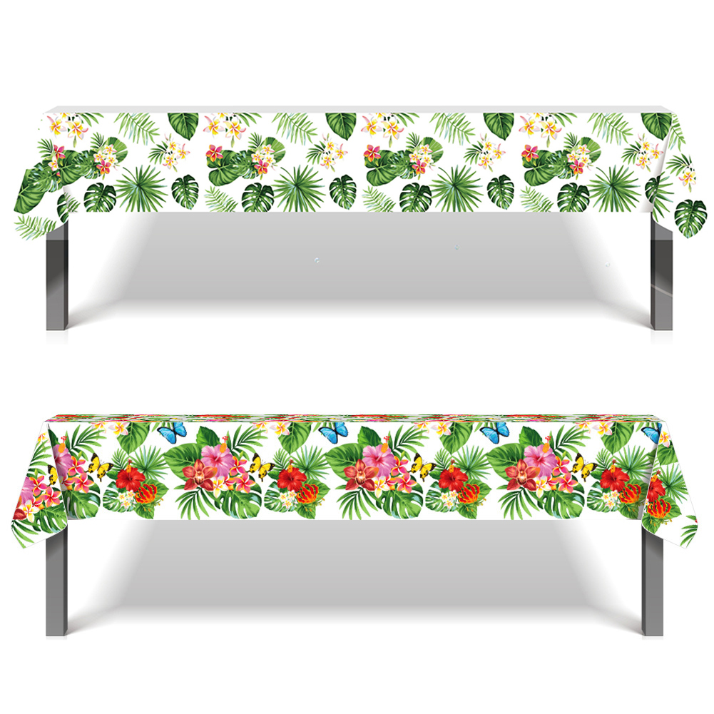 

3pcs Hawaii Prints Tablecloth for Summer Tropical Pool Birthday Party Decor, Hibiscus flower butterfly, 501 Original