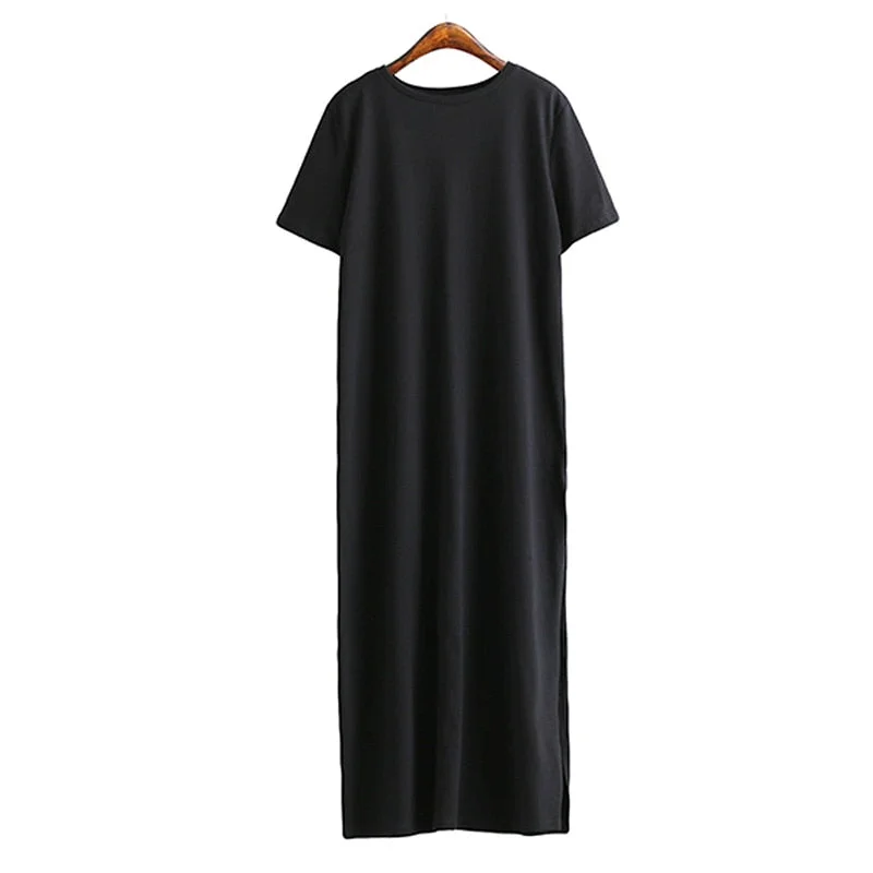 Maxi Tshirt Dress Women Summer Beach Boho Party Vintage Bodycon Casual Black Long Dresses Sexy Robe Femme Sundress Vestidos