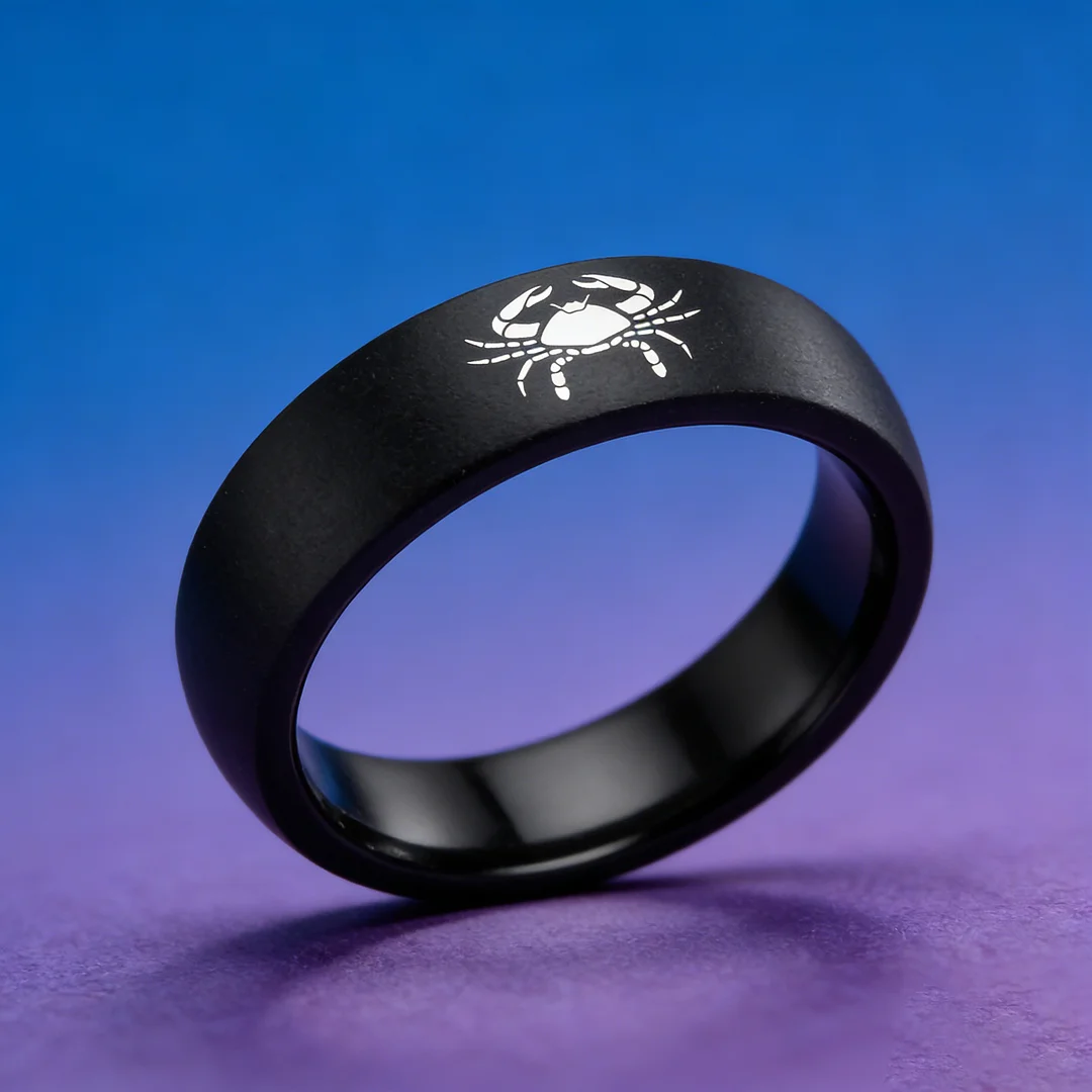 Black Cancer Couples Dome Tungsten Carbide Rings Prints Laser Design Domed Tungsten Wedding Bands 4MM 6MM 8MM
