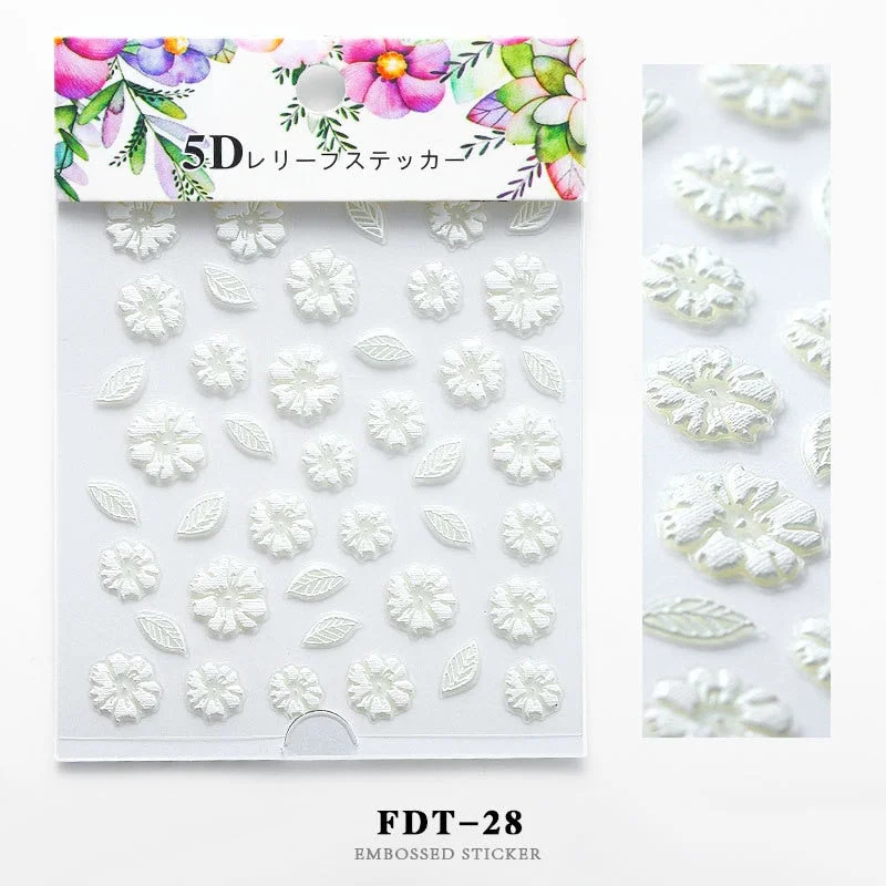 Nail Stickers Embossed 5D Elegant Flower Series Lace Designs Back Glue Nail Decals Tips For Beauty Salons-Nail Inspo