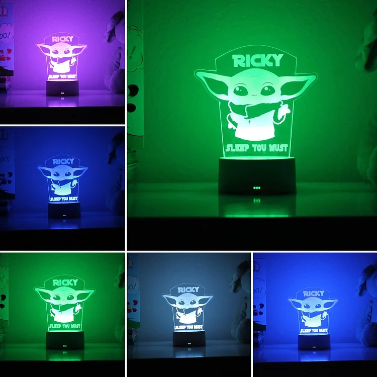 Personalized Baby Yoda Home Decoration Lamp With Custom Name Night Light Kid's Bedroom Decor Children's LED Light