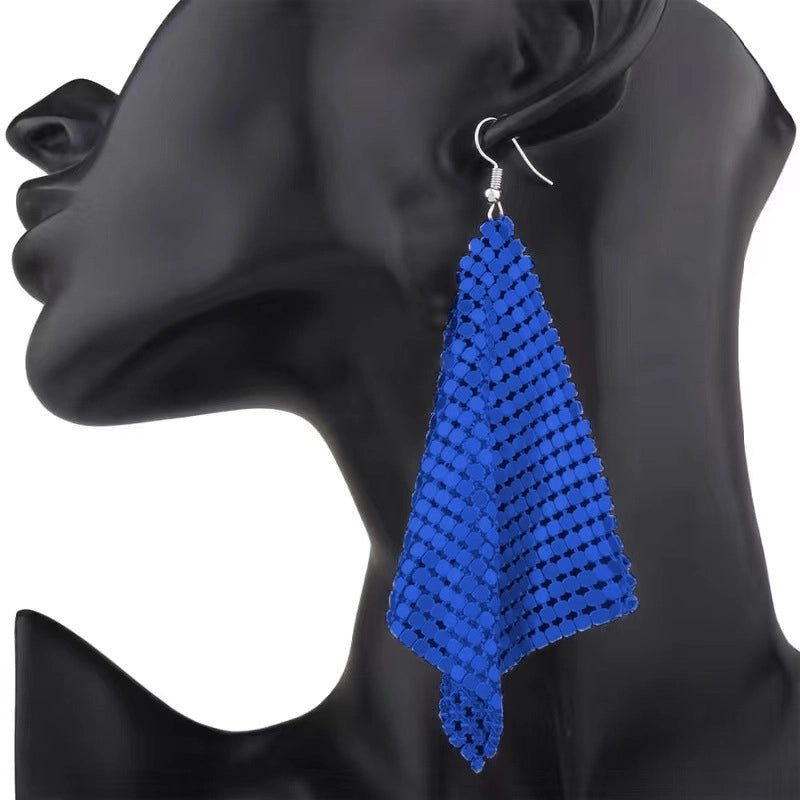 Supply Fashion Earrings Metal Sequins Tassel Earrings Creative New Square Geometric Long Earrings