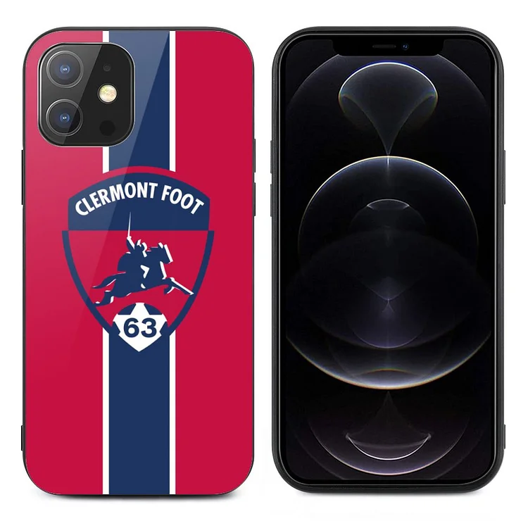 Clermont Foot 63 Coque En Verre Pour IPhone 12 Series Verre Trempé Protection Écran