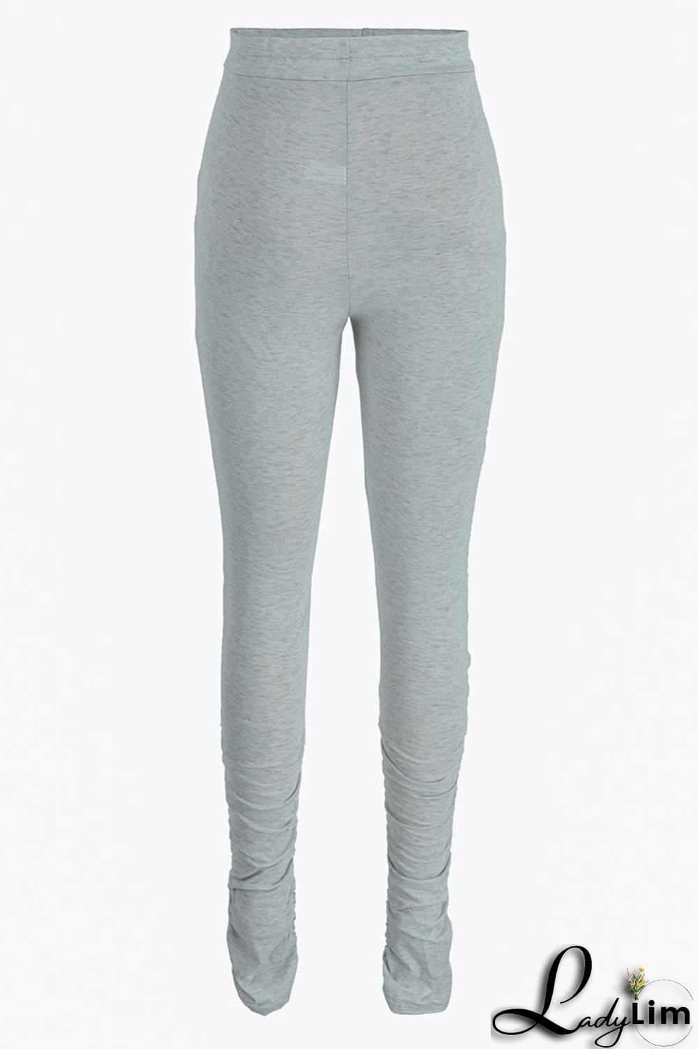 Pink Fashion Casual Solid Ripped Fold Skinny High Waist Trousers