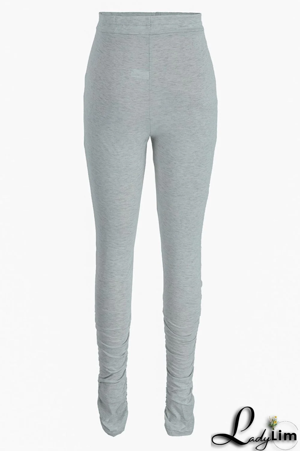 Pink Fashion Casual Solid Ripped Fold Skinny High Waist Trousers