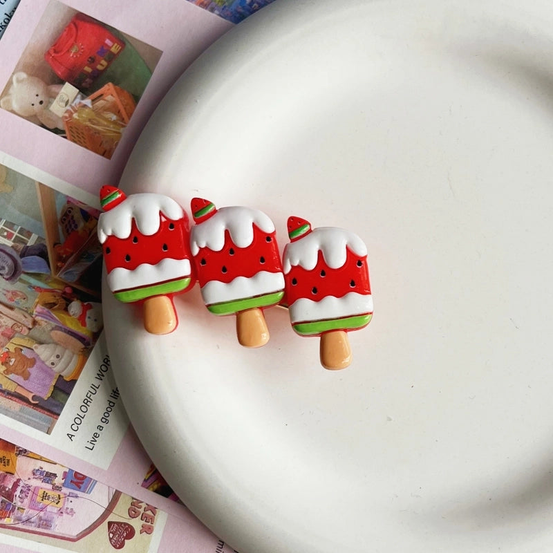 Women’s Cute Ice Cream Card Watermelon Resin Epoxy Hair Clip