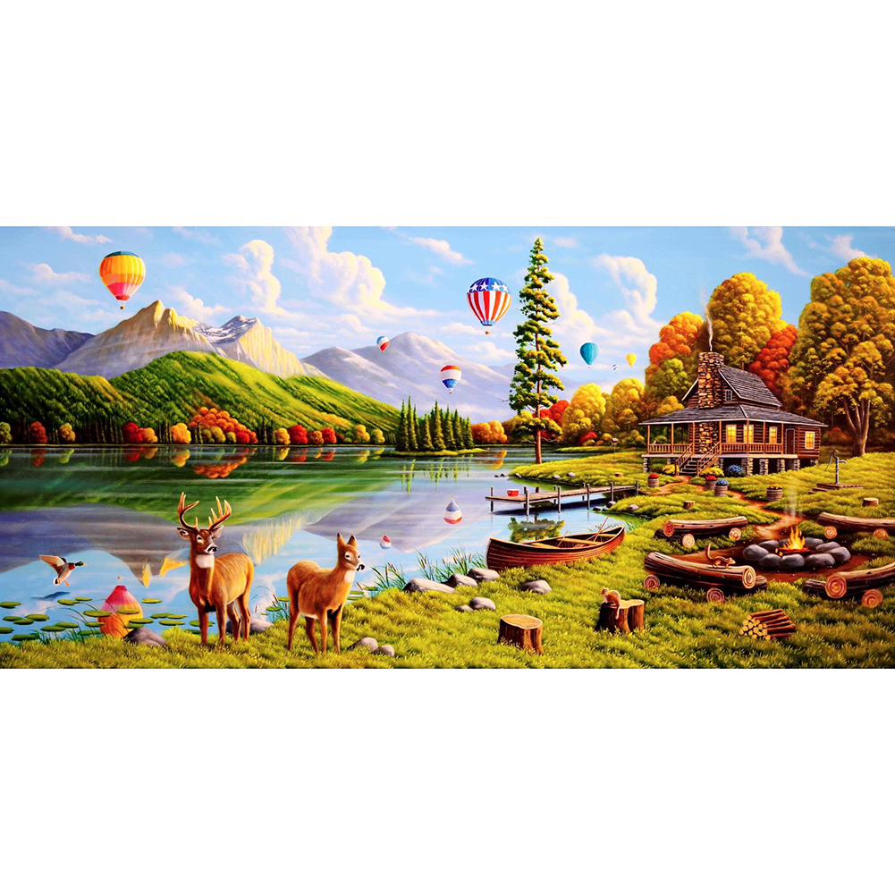 

Cute Deer in Mountains - Round Drill Diamond Painting - 80*40CM (Big Size), 501 Original