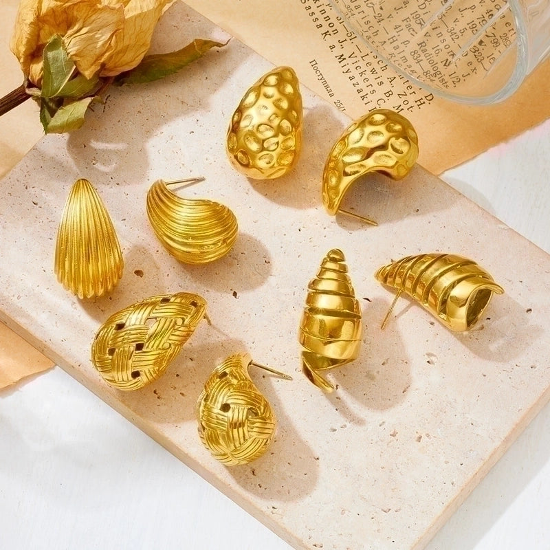 1 Pair Lady Water Droplets Plating Inlay Stainless Steel Artificial Diamond 18K Gold Plated Ear Studs