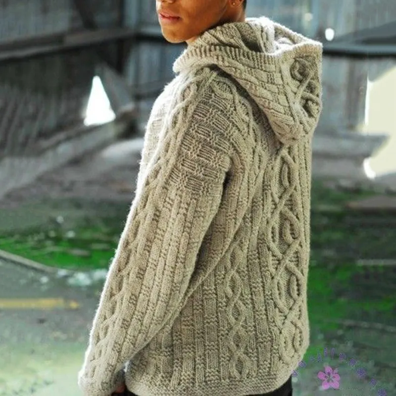 Vintage Pattern Knitted Hooded Sweater
