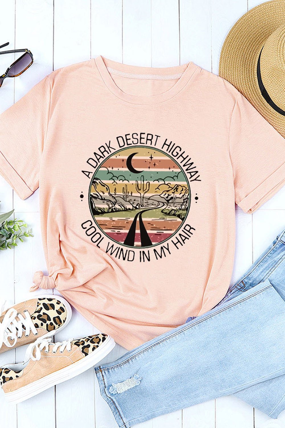 A Dark Desert Highway Custom Graphic T Shirt