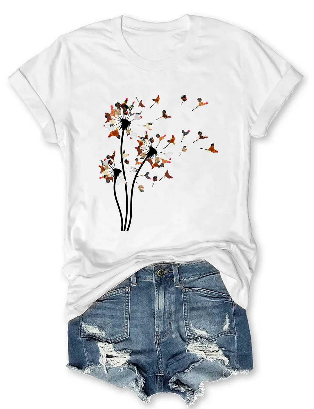 Chicken Dandelion Flower T-shirt