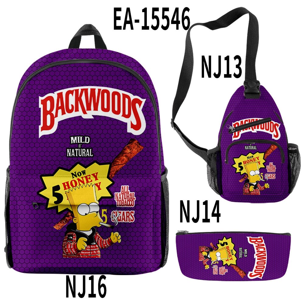Backwoods Bart Simpson Backpack Cigar Backpack & Shoulder Bag + Pencil 3 PCS Set