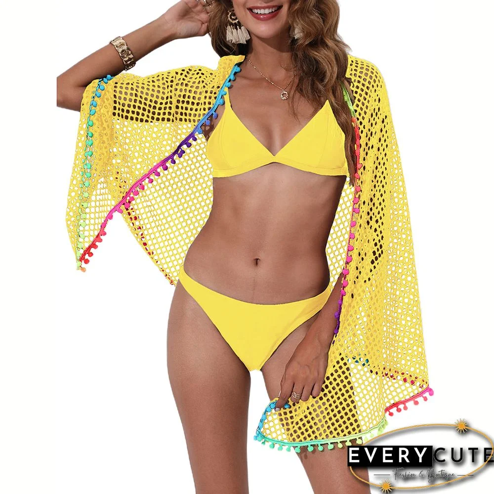 Yellow Multi-wear Colorful Tassels Beach Wrap Skirt