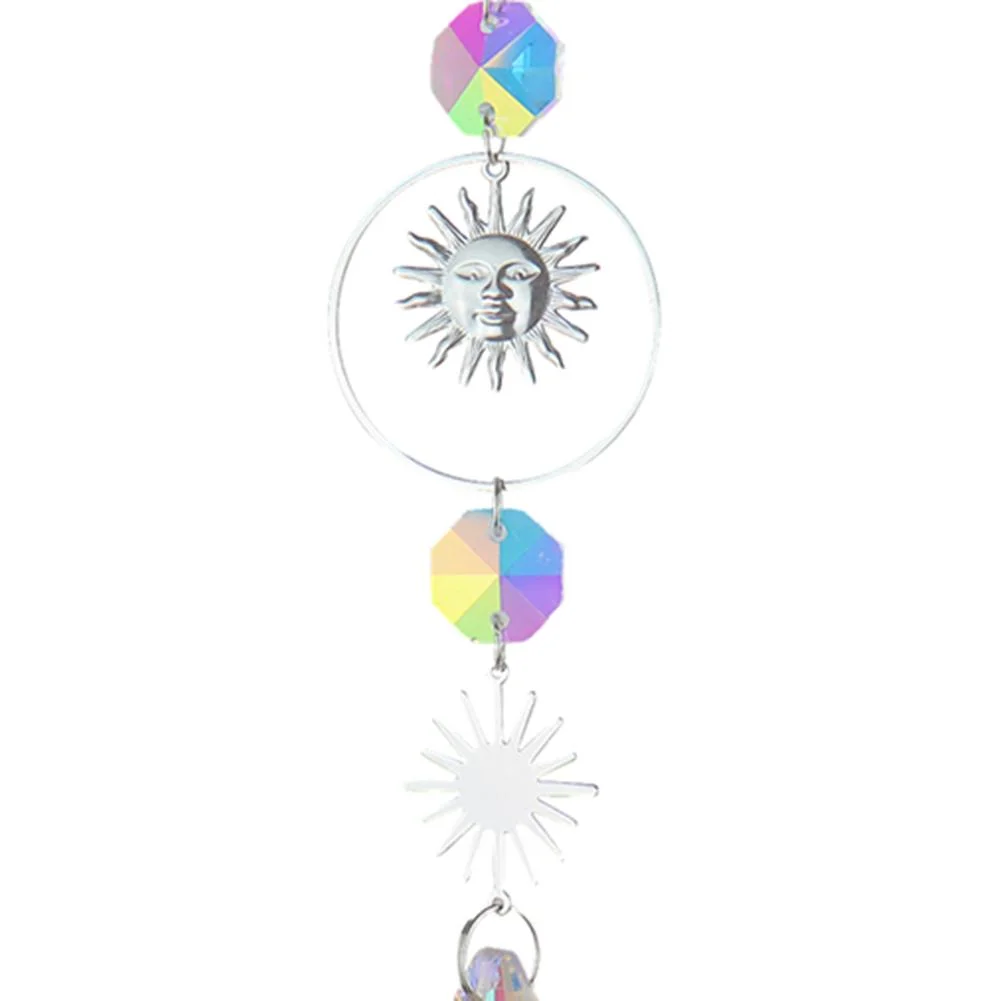 Wind Chime Crystal Light Catcher Ball Ornaments Round Frame Pendant (6)