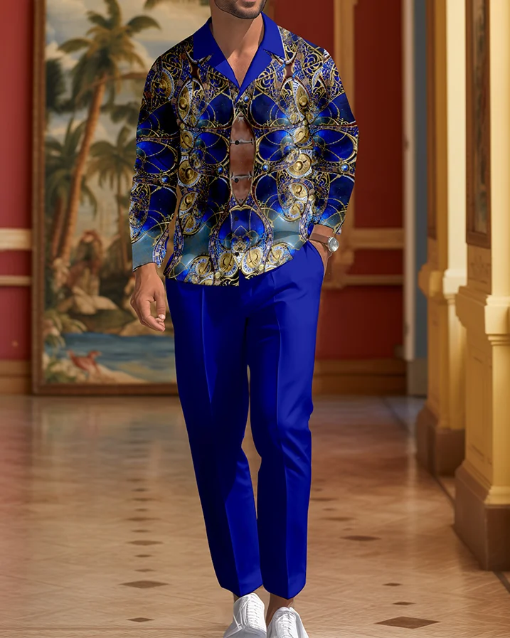 Men's Elegant Classic Gorgeous Pattern Casual Walking Suit 014