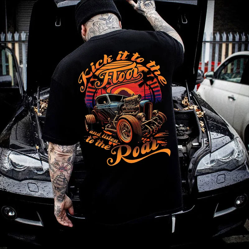 KICK IT TO THE FLOOR Classic Car Print Men's T-shirt
