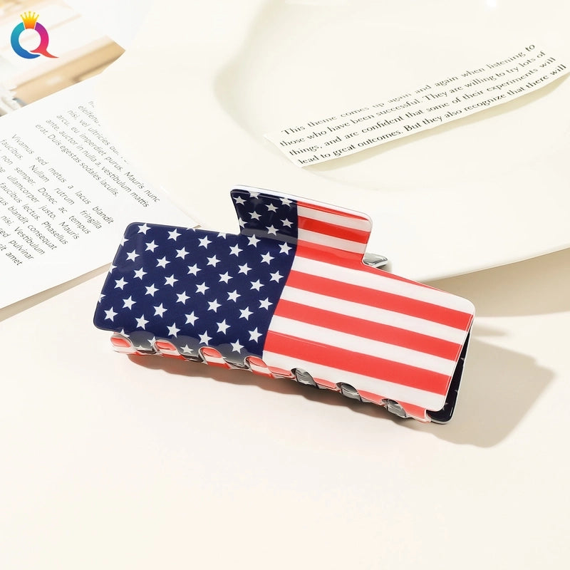 Women’s Casual Minimalist National Flag Arylic Hollow Out Hair Claws