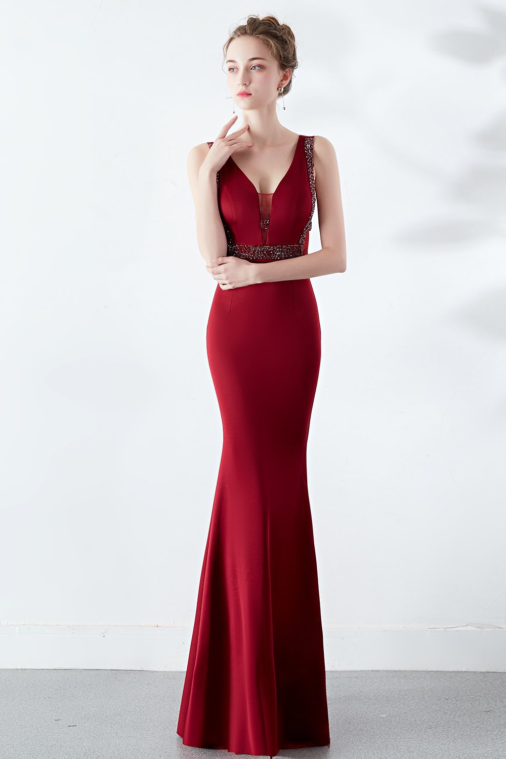 Charming Sleeveless Long Mermaid Evening Prom Dress With Crystal - lulusllly