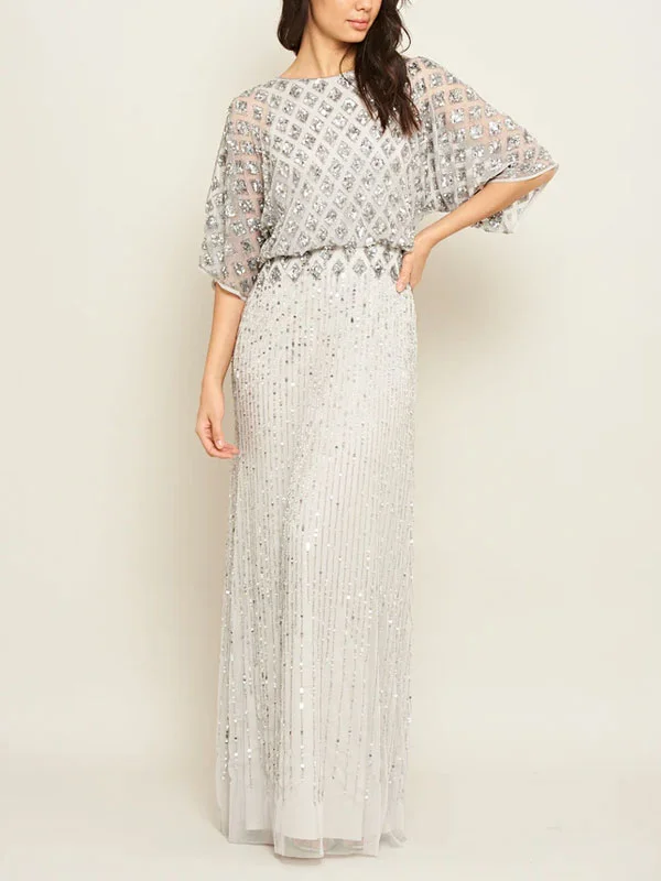 Diamond Pattern Sequin Decoration Embellished Long Dress