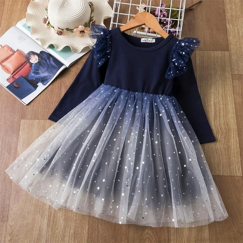 Long Sleeve Christmas Dress for Girls Party Wedding Dress Girl Princess Events Frocks Dresses Pageant Children New Year Costume