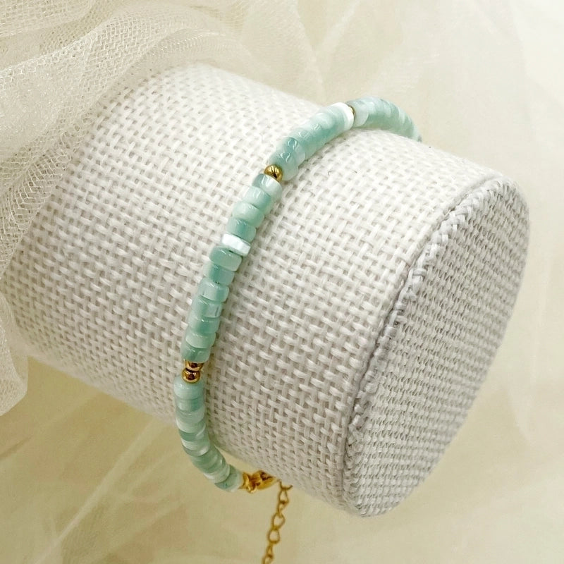 Casual Minimalist Round 304 Stainless Steel Natural Stone Gold Plated Natural Stone Beads Bracelets In Bulk