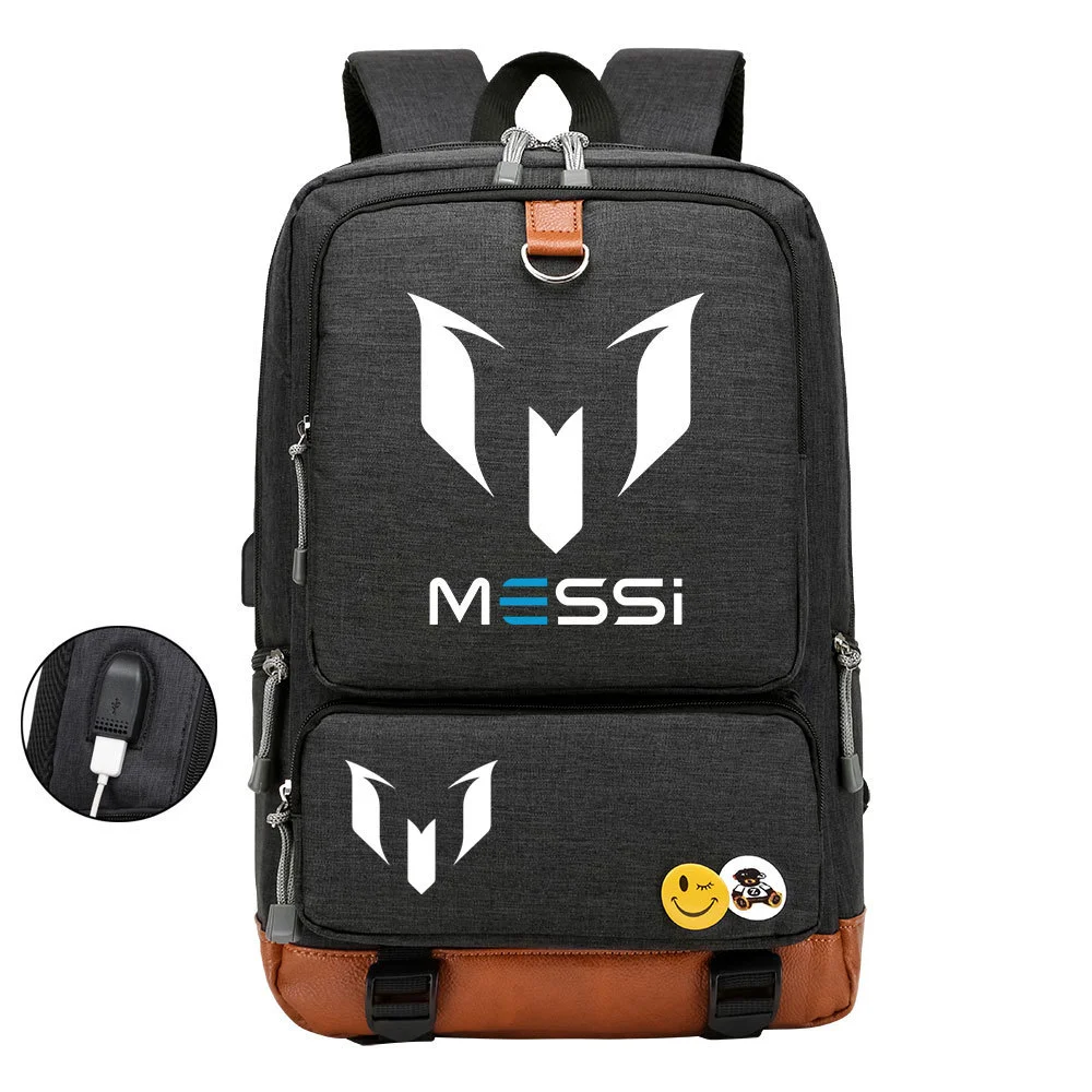 Buzzdaisy Score Big with Lionel Messi: Multi-Pocket Backpack with USB Charging and 15-Inch Laptop Capacity