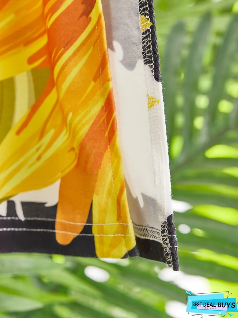 Casual Sunflower Short Sleeve V Neck Printed Dress