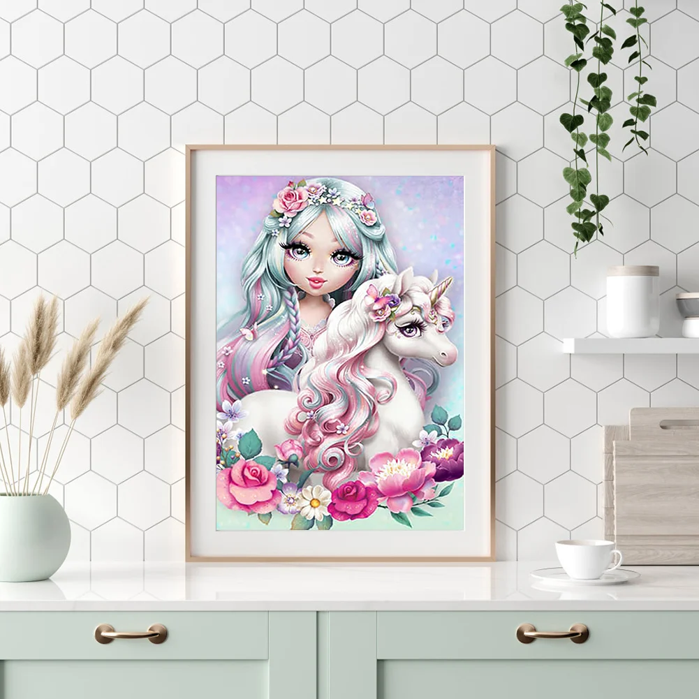 Diamond Painting - Full Round Drill - Girl & Horse (30*40cm)