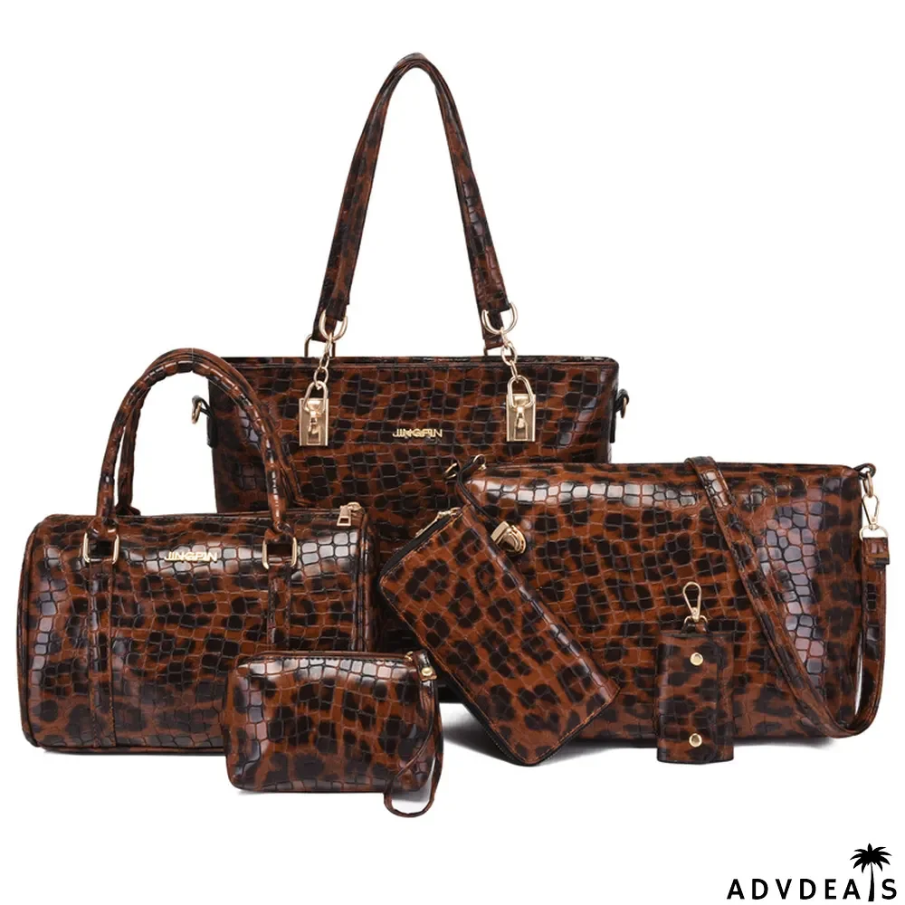 Fashionable crocodile pattern six-piece bag retro portable pillow bag one-shoulder Messenger large-capacity women's bag