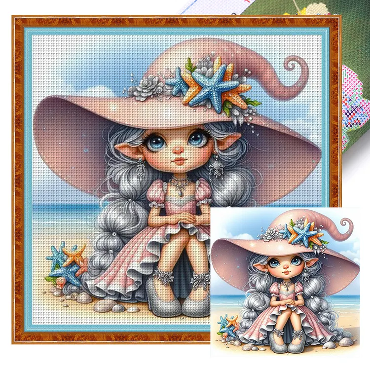Wearing A Hat Princess Starfish (45*45cm) 11CT Stamped Cross Stitch gbfke