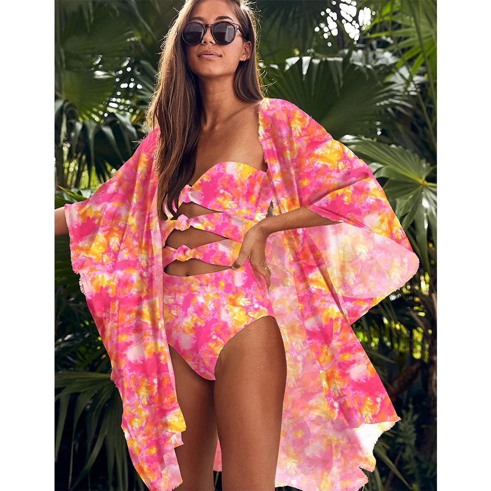 Beach Wear Print Bikini Swimwear Women Wrap Skirt Swimsuit High Waist 2020 Cover Up Sexy Sarong plage Beach Wear Bathing Suit