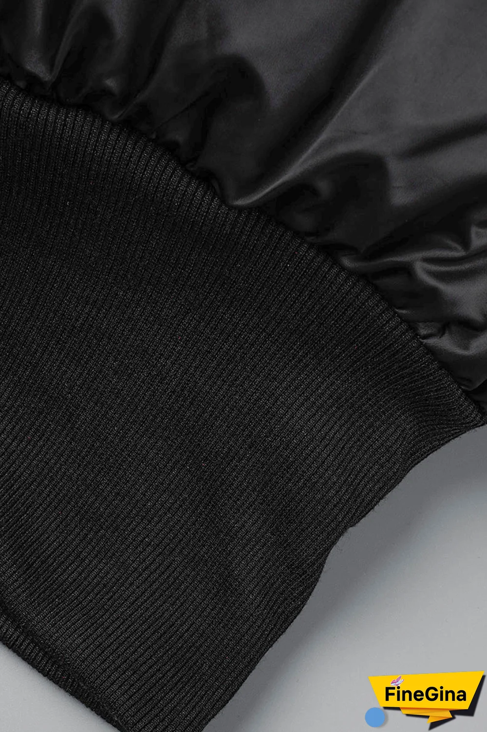 Black Street Solid Patchwork Mandarin Collar Outerwear