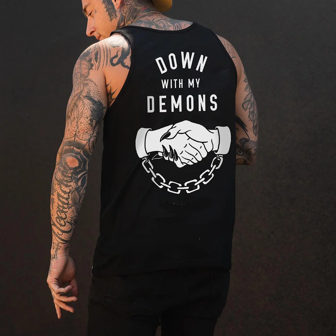 Down With My Demons Print Men's Vest -  