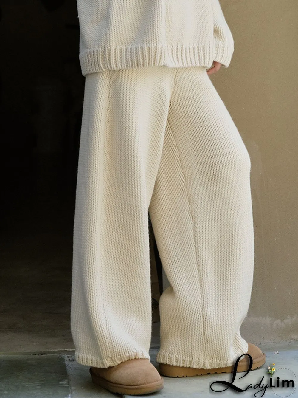 Casual Loose Wide Leg Solid Color Pants