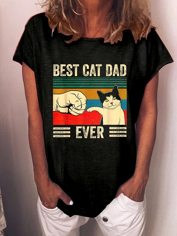 Bestdealfriday Cat Dad Golden Classic Fashion Print Tee