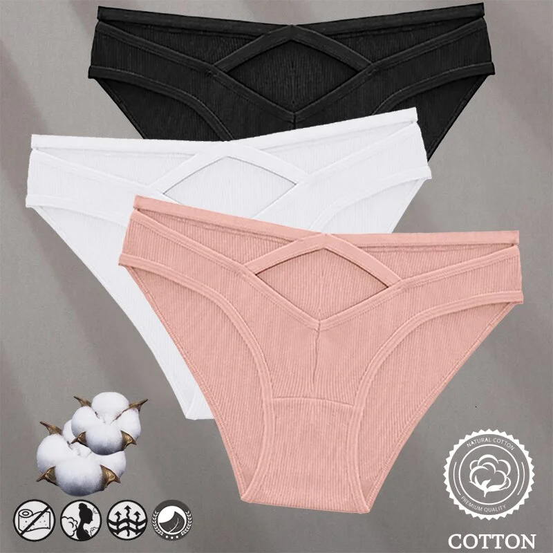 Billionm Women Sexy Cotton Underwear V-Waist Hollow Out Panties Briefs Solid Color Intimates Lingerie Female Comfortable Panty