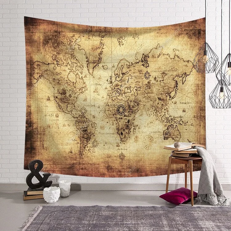 World Map Printed Tapestry Wall Hanging Boho Decor Mandala Wall Cloth Tapestry Yoga Mat Hippie Wall Hanging Tapestry Home Decor
