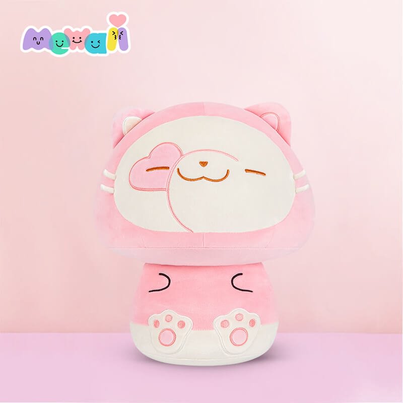 Mewaii Famille Champignon Chat en Rouleau Suisse Kawaii Oreiller en peluche Jouet à écraser