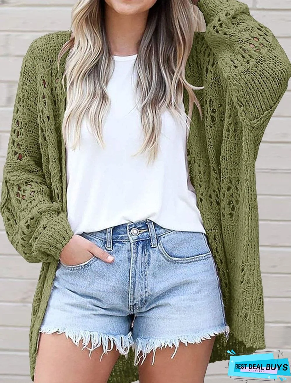 Casual Loose Long-Sleeved Hollow Cardigan