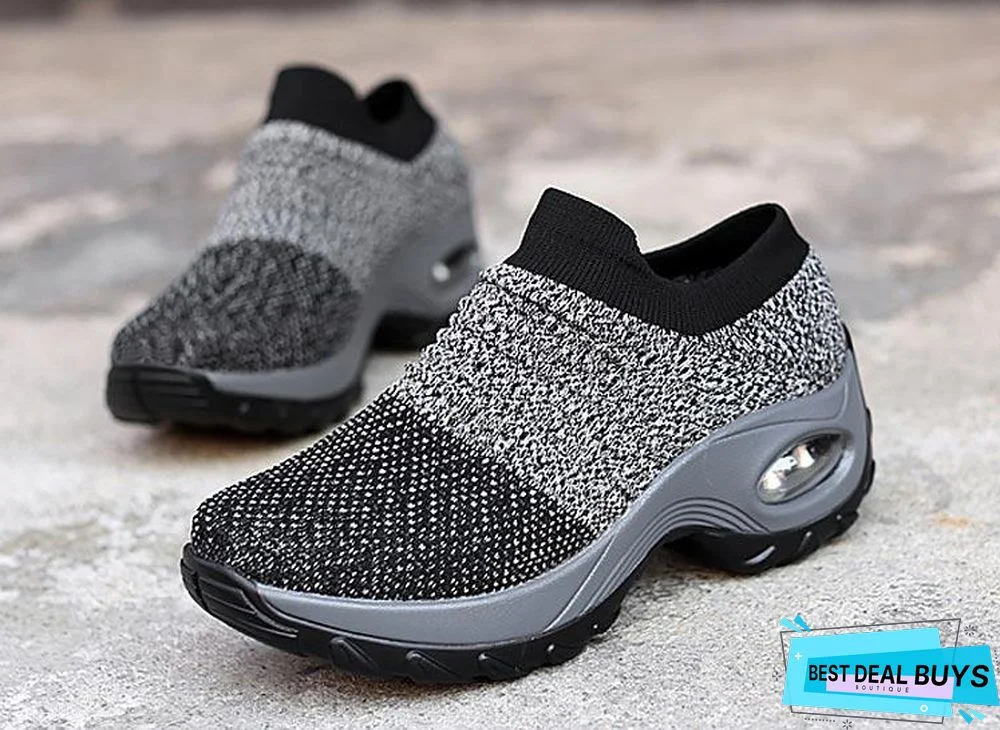 Women Breathable Mesh Slip-On Air Cushion Casual Sneaker Shoes