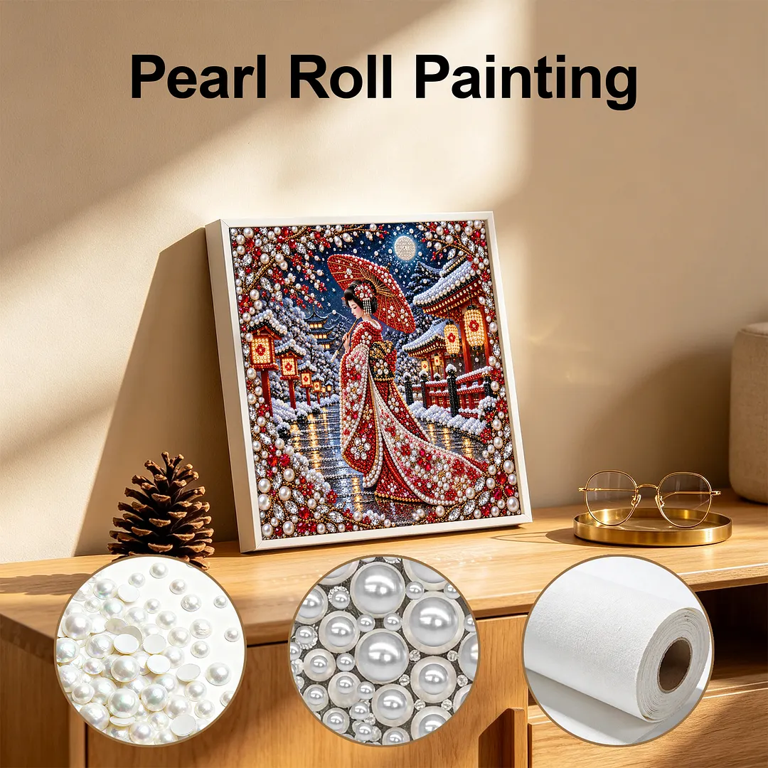Diamond Art Kit Pearl Geisha Partial Drill 15.75x15.75in
