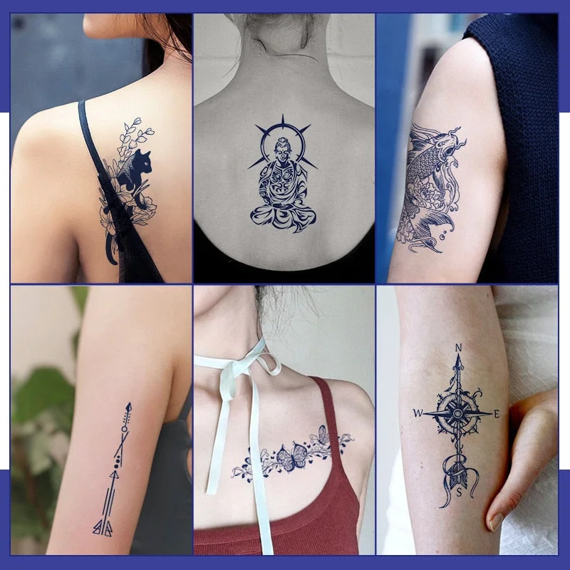 KT1-50 cross-border semi-permanent herbal juice tattoo sticker flower arm clavicle non-reflective simulation tattoo size pattern