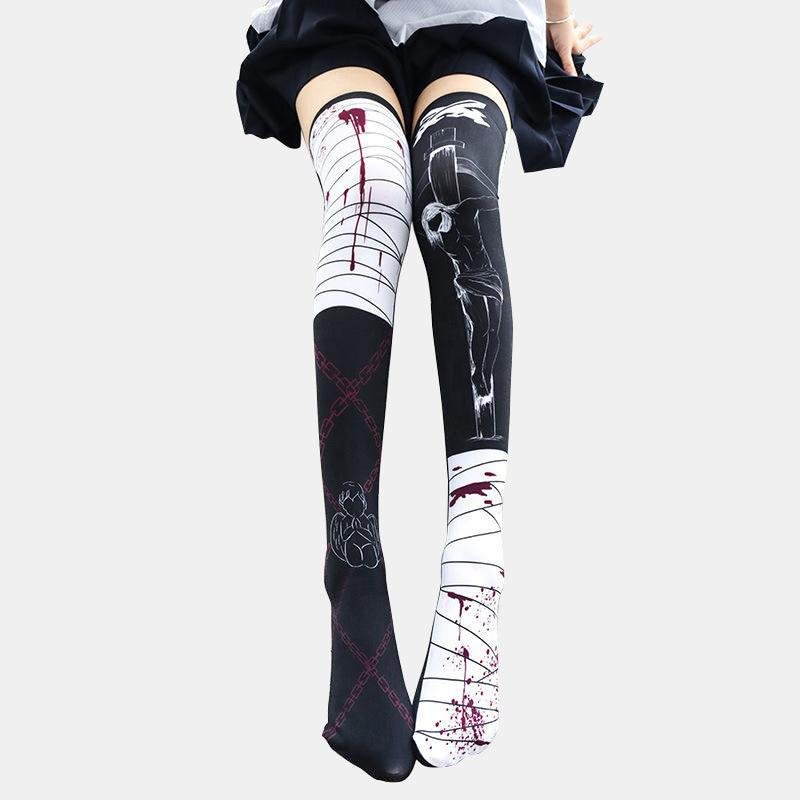 Bandage Print High Socks