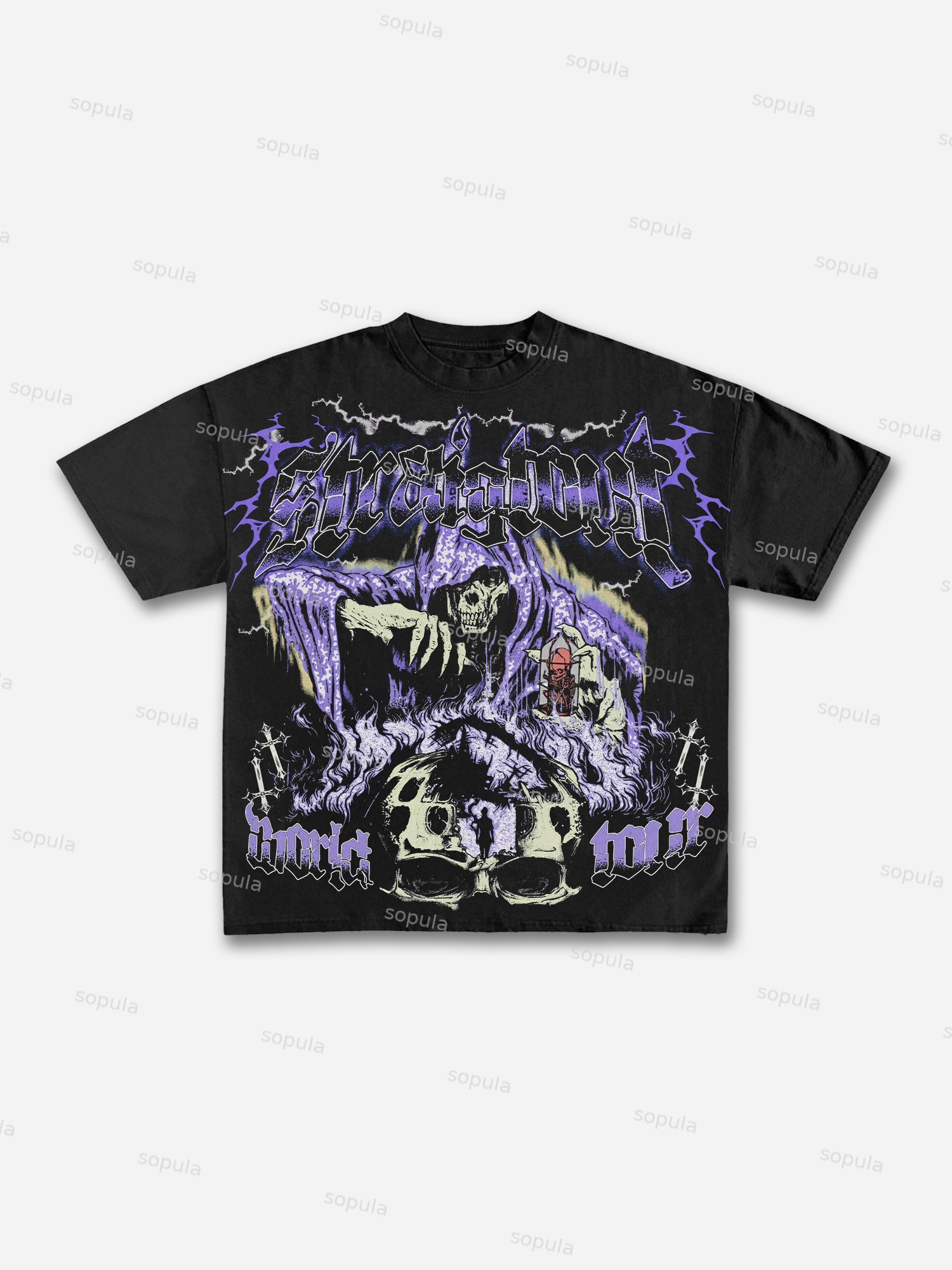 Vintage Grim Reaper Skull Graphic Print Cotton T-shirt - SOPULA