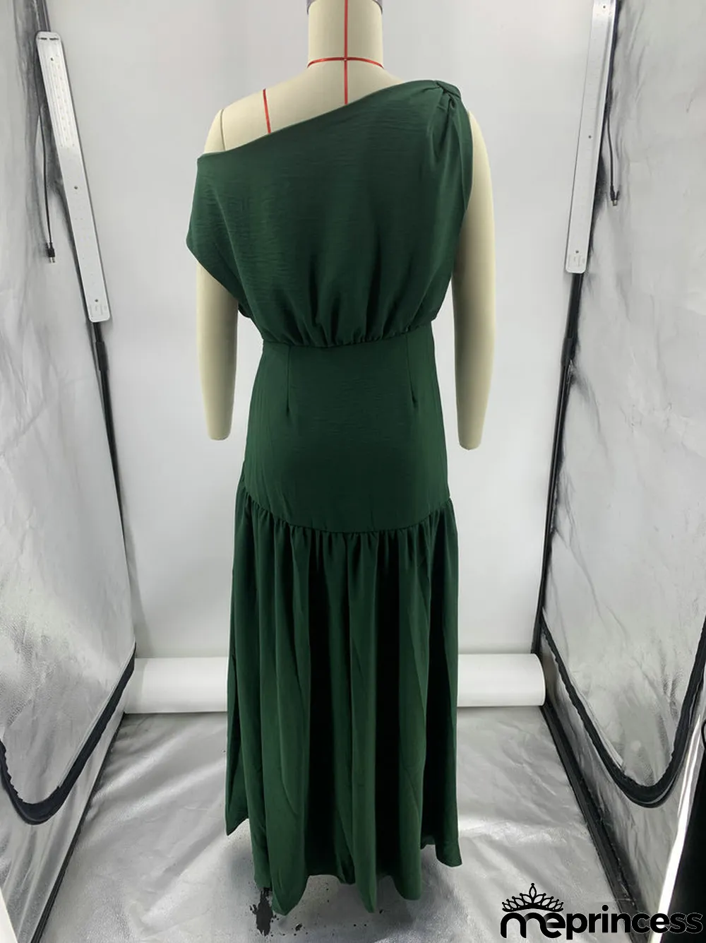 Solid Sexy Slash Shoulder Off-Shoulder Slim Waist Slit Gown Dress